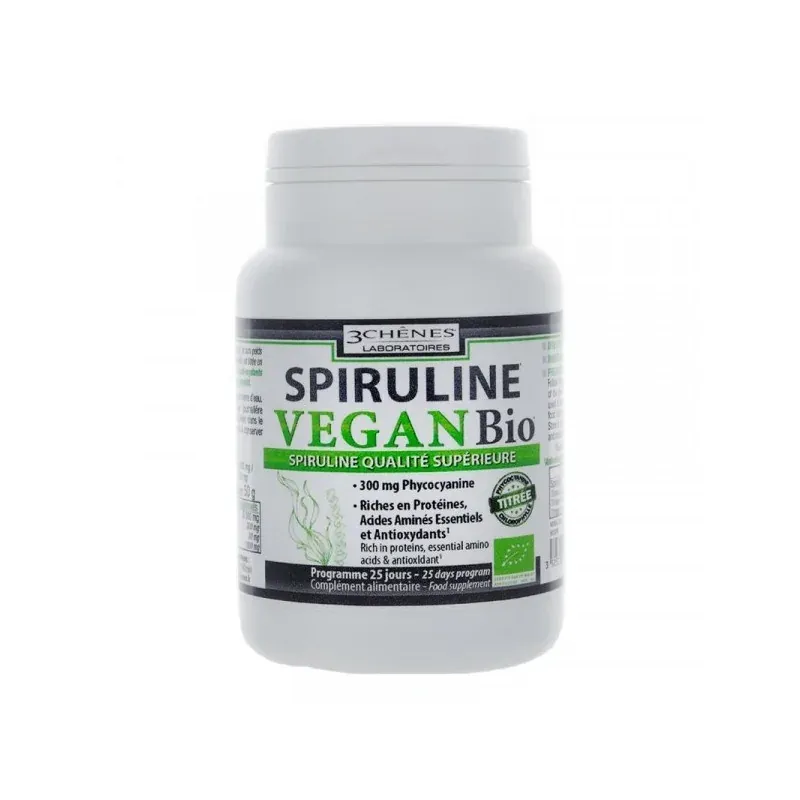 3 CHENES SPIRULINE VEGAN BIOLOGIQUE 100 COMPRIMES