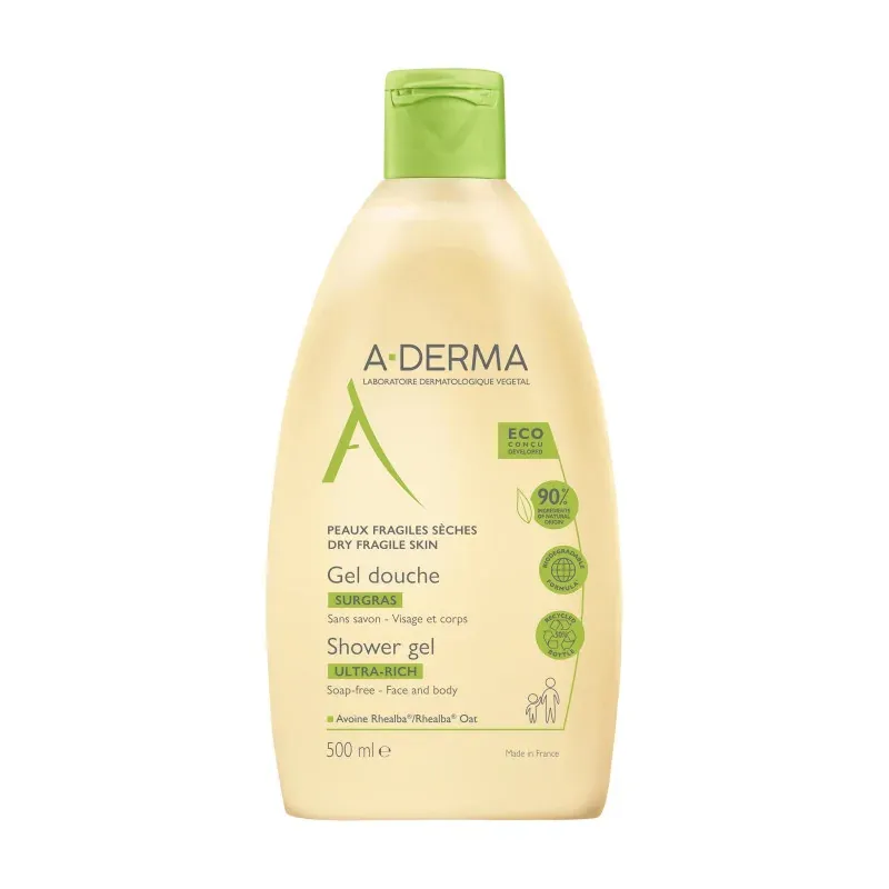 A-DERMA LES INDISPENSABLES GEL DOUCHE SURGRAS nourrissant 500 ml
