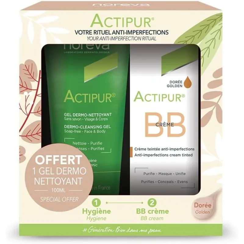 ACTIPUR BB CREME DOREE 30ml + NOREVA ACTIPUR GEL DERMO-NETTOYANT 100ml OFFERT         