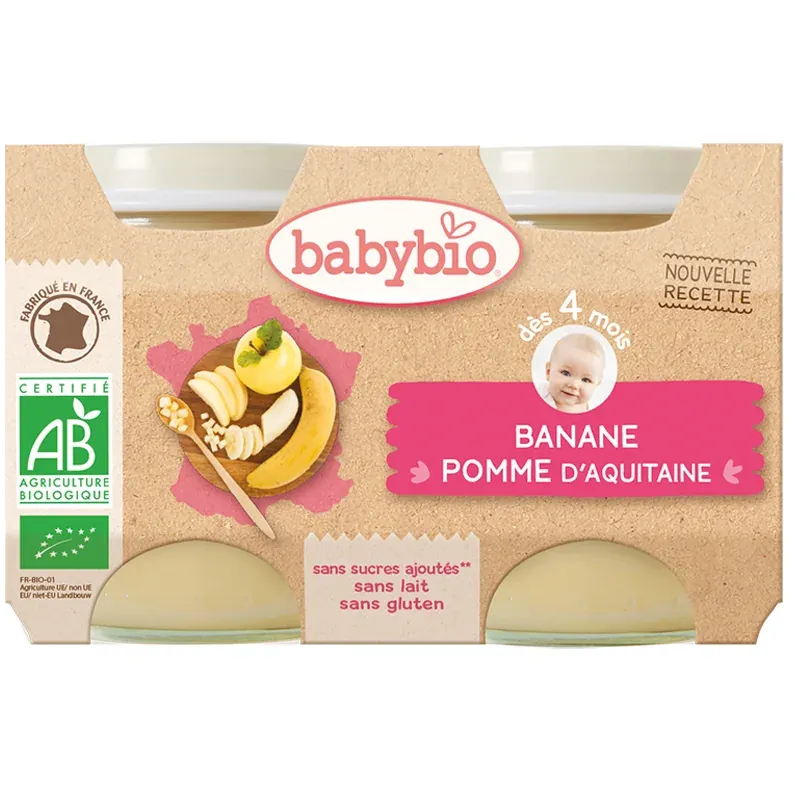 Babybio Banane Pomme d’Aquitaine 2X130G