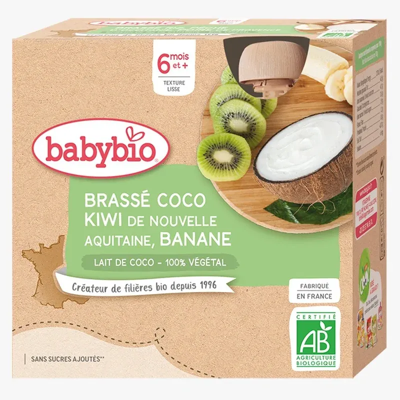 BABYBIO GOURDE BRASSE COCO KIWI BANANE 4x85G