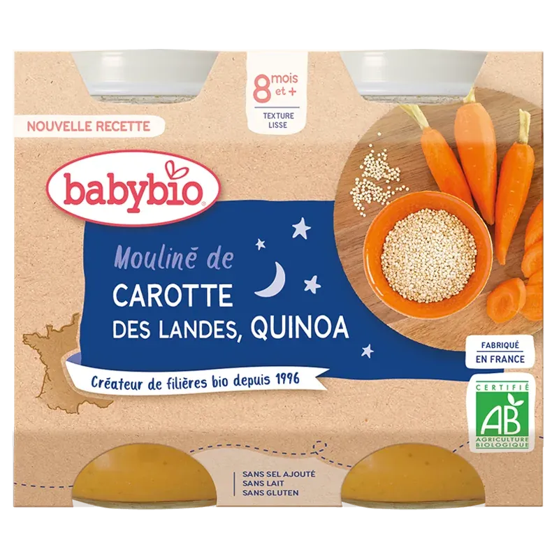 Babybio Mouliné de Carotte des Landes & Quinoa 2x200g