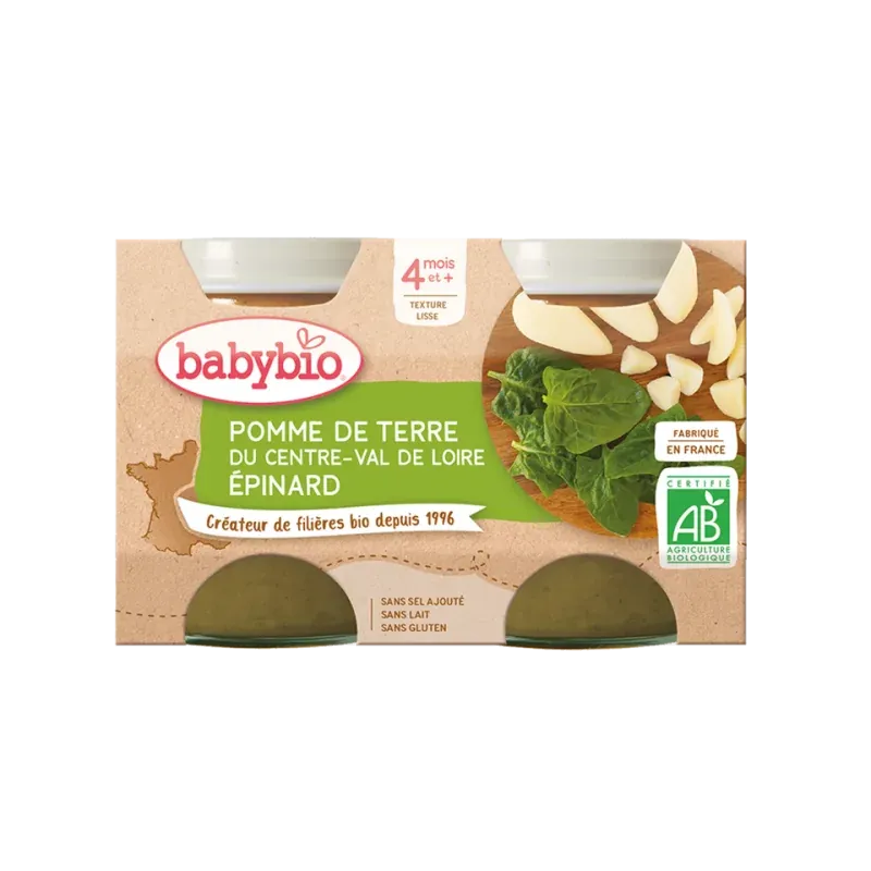Babybio Pomme de Terre du Centre-Val de Loire Épinard 2X130G