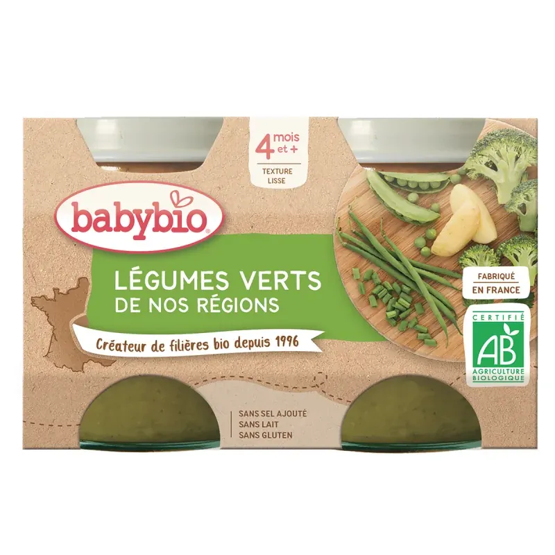 BABYBIO POT LEGUMES VERTS 2x130G