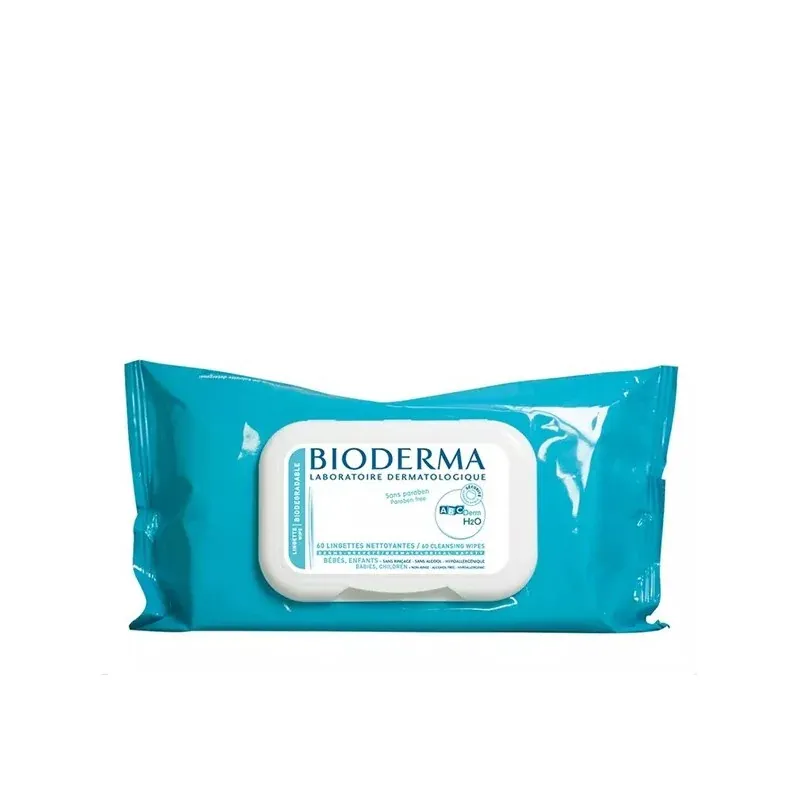 BIODERMA ABCDERM H2O 60 LINGETTES NETTOYANTES