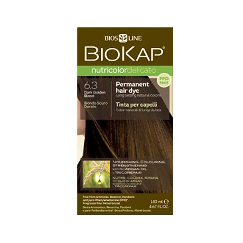 BIOKAP NUTRICOLOR DELICATO TEINTURE POUR CHEVEUX BLOND FONCÉ DORÉ 6.3