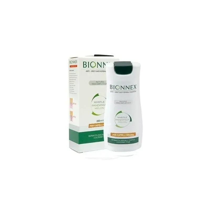 Bionnex SHAMPOING AUX HERBES ANTI-CHEVEUX GRIS 250ml - pour cheveux gras, homme et femme