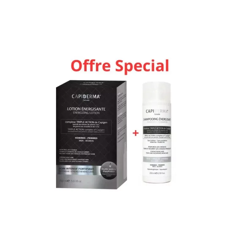 CAPIDERMA Offre Special LOTION ENERGISANTE ANTI-CHUTE 150ML + SHAMPOOING ANTI-CHUTE - ENERGISANT