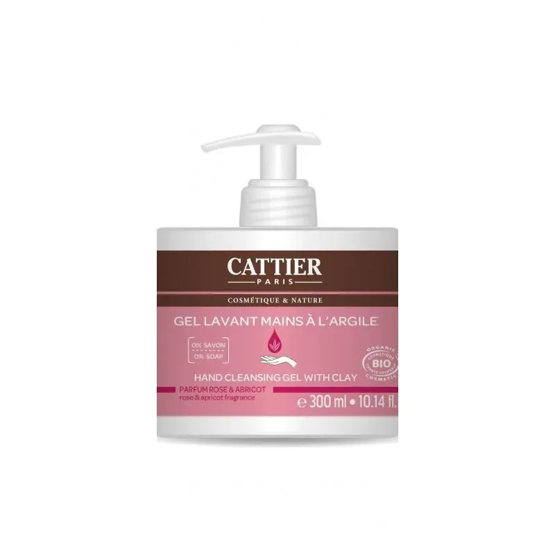 Cattier GEL LAVANT MAINS A L'ARGILE BIO - ROSE & ABRICOT 300ml