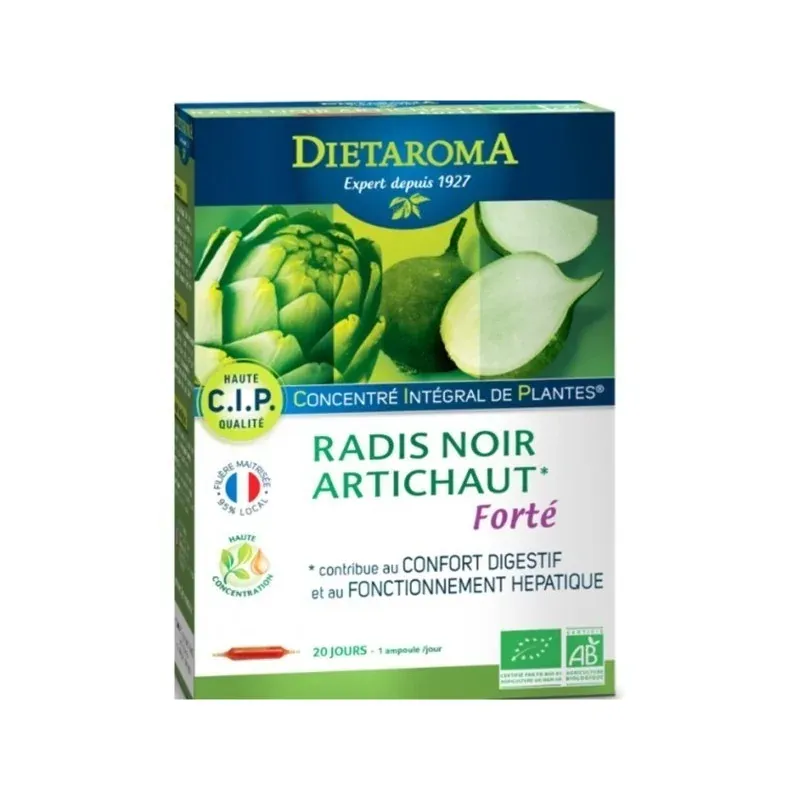 Dietaroma radis noir artichaut forté bio - 20 ampoules de 10 ml