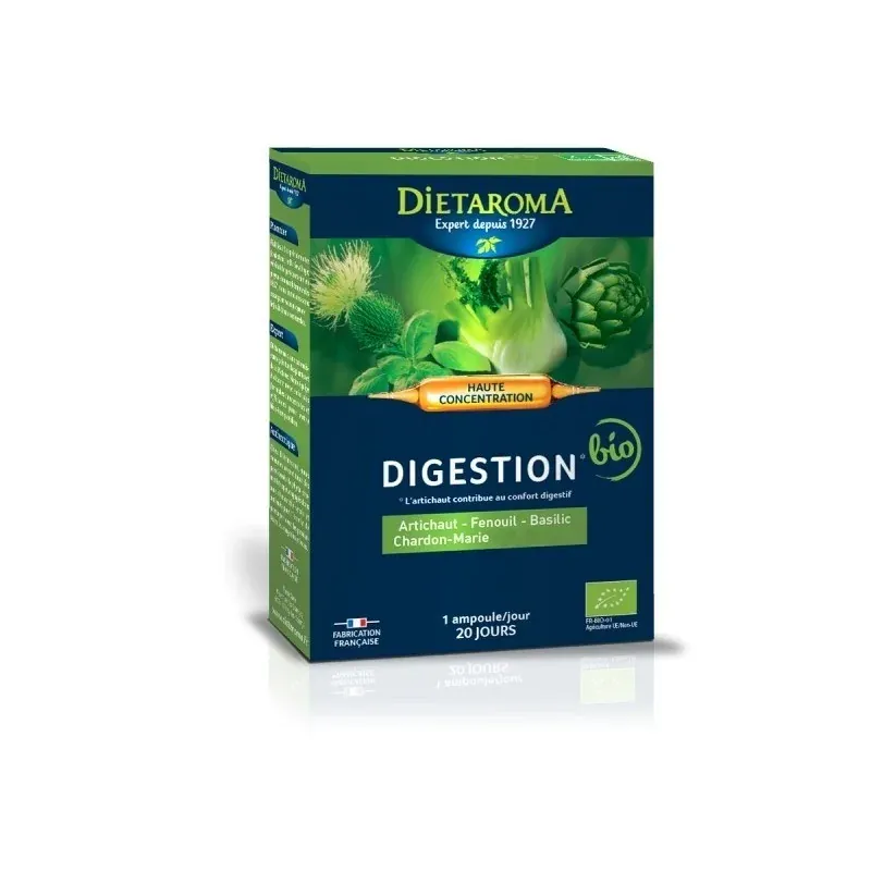 dietaroma DIGESTION* Artichaut, fenouil, basilic, chardon-marie, desmodium 20 ampoules