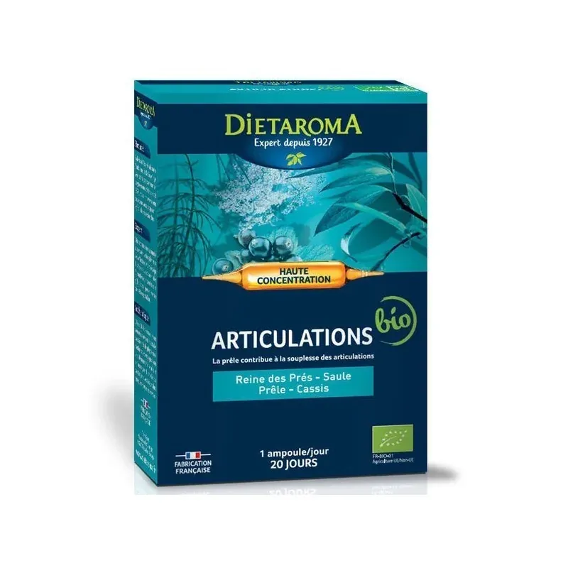 Dietaroma complexe articulations reine des prés saule prêle cassis bio - 20 ampoules