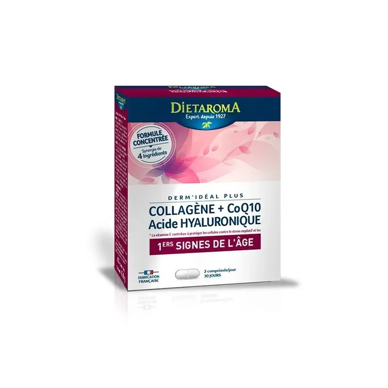 DIETAROMA Derm'Idéal Plus COLLAGENE Q10 ACIDE HYALURONIQUE Anti-Age x 60 comprimés