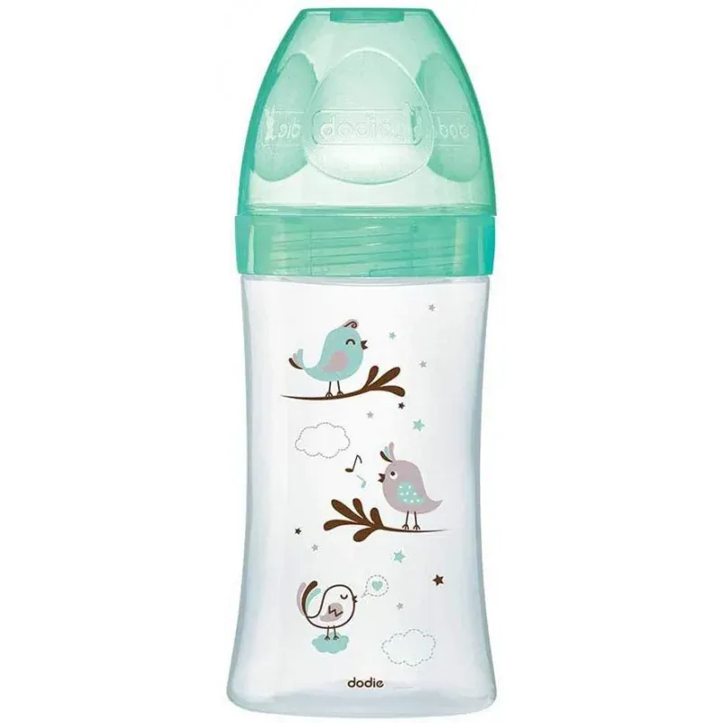 DODIE BIBERON INITIATION+ VERRE 270ML VERT OISEAUX 0-6 M TET RONDE 3 VIT D2