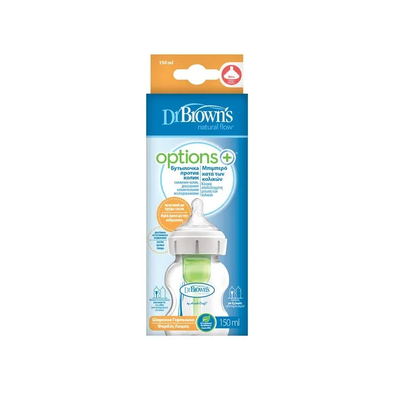 DR BROWN'S BIBERON OPTIONS+ ANTI COLIC COL LARGE 150ML 0 M+