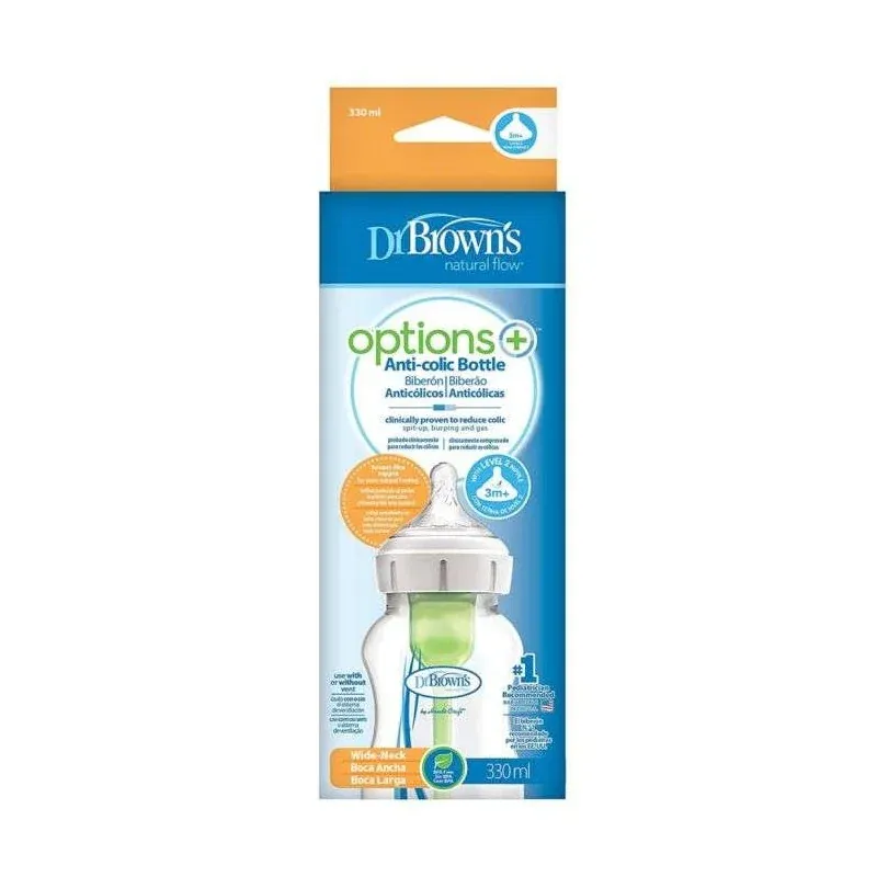 DR BROWN'S BIBERON OPTIONS+ + ANTI COLIC COL LARGE 330ML TETINE 3 MOIS+