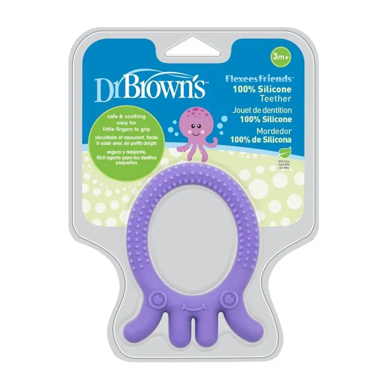 DR BROWNS ANNEAU DE DENTITION FLEXEES FRIENDS PIEUVRE VIOLET 3 MOIS+