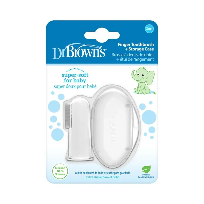 DR BROWNS BROSSE A DENTS EN SILICONE AVEC ETUI POUSSE DENTAIRE 3M+