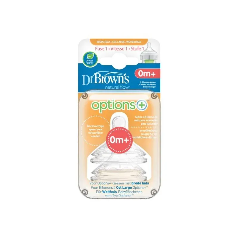 DR BROWNS OPTIONS+ TETINE COLE LARGE NIVEAU 1 PACK DE 2 0 MOIS +