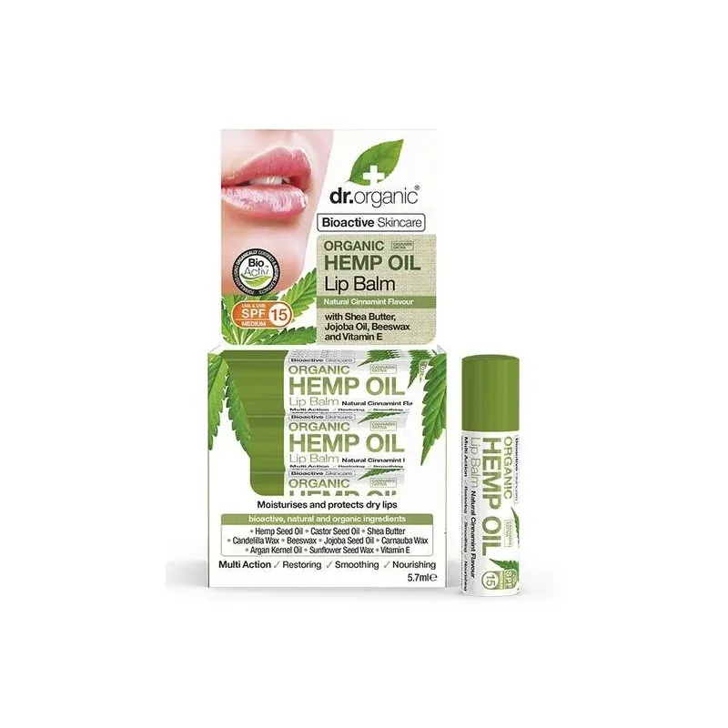 DR.ORGANIC Baume à Lèvres à l’Huile de Chanvre 5,7Ml