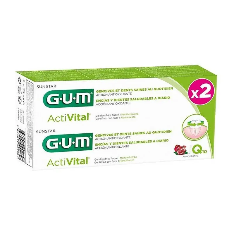 GUM COFFRET ACTIVITAL DENTIFRICE Q10 LOT DE 2 X 75 ML