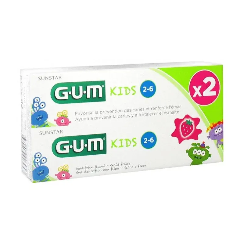 GUM COFFRET KIDS DENTIFRICE FLUORÉ 3 ANS plus LOT DE 2 X 50 ML