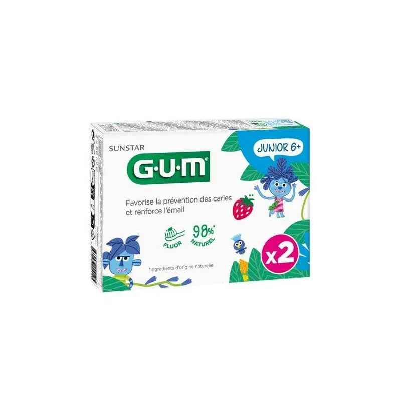 GUM JUNIOR 6+ PACK 2 DENTIFRICES 2x50ml