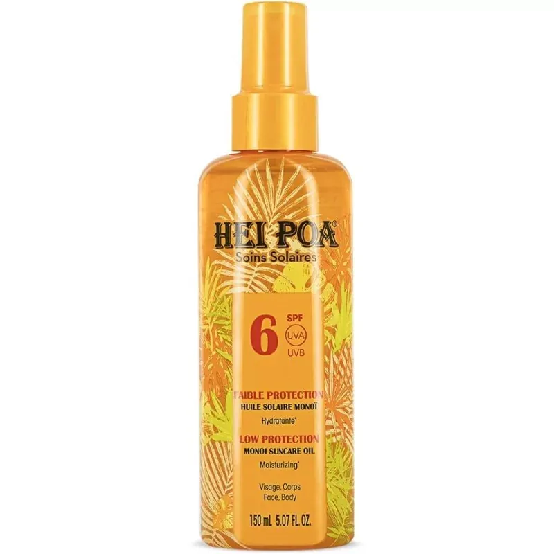 Hei poa huile solaire monoi hydratante spf 6 visage,corps 150ml