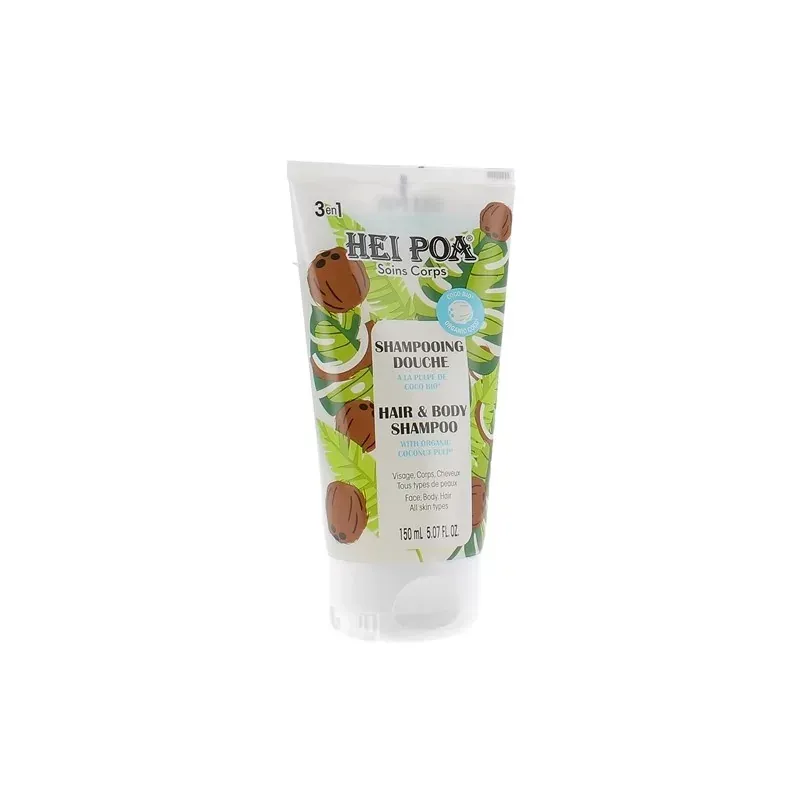 Hei poa shampooing douche a la pulpe de coco bio visage,corps,cheveux 150ml