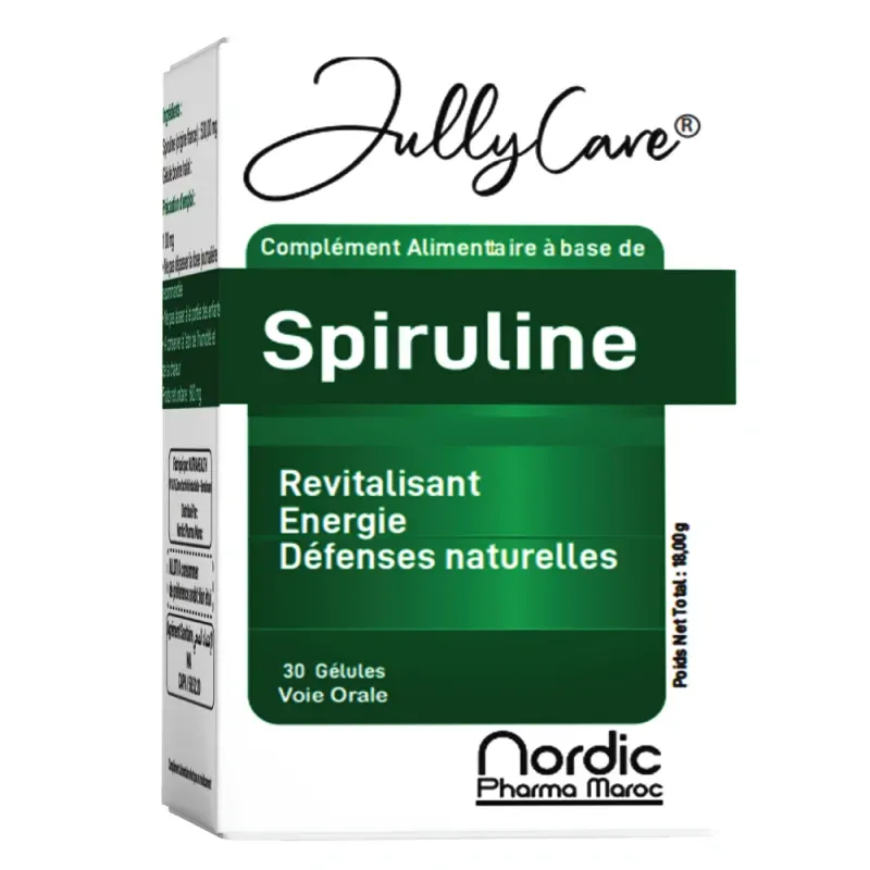 JULLYCARE SPIRULINE Revitalisant - Energie -Défenses naturelles 30 GÉLULES