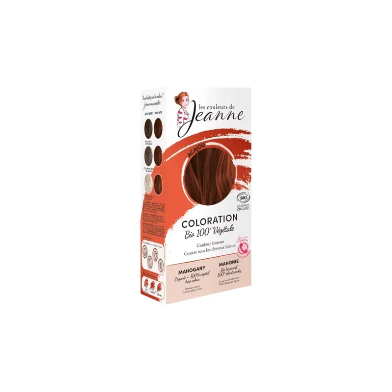 LES COULEURS DE JEANNE COLORATION ACAJOU 100% VEGETALE 2x50G