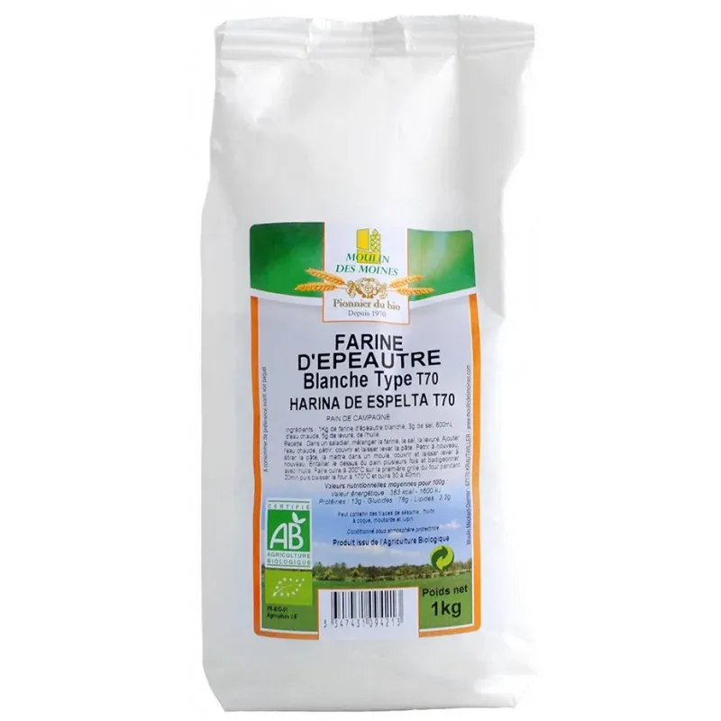 MOULIN DES MOINES FARINE D'EPAUTRE BLANCHE T70 1KG