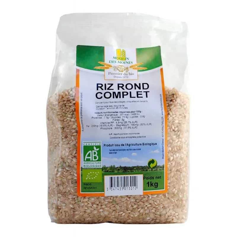 MOULIN DES MOINES RIZ ROND COMPLET 1 KG