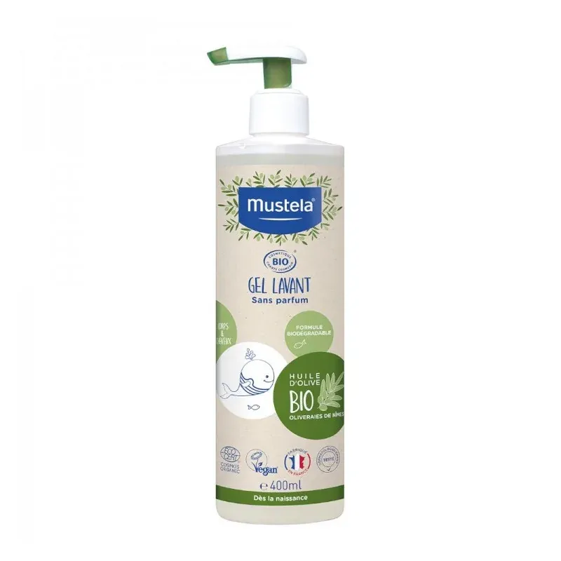 Mustela gel lavant corps et cheveux Bio 400 ml