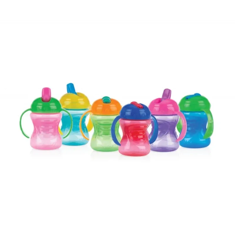 NUBY Gobelet en PP à Anses et Bec rigide et fermeture à clik couvercle 240ml +6mois -ID10209