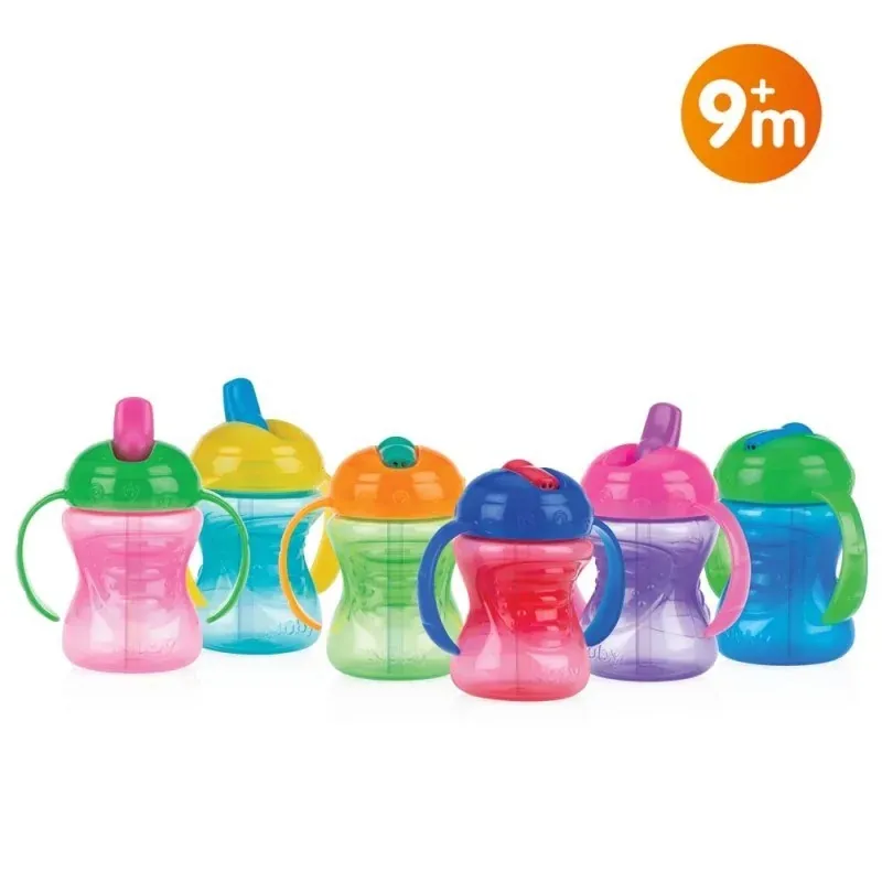 NUBY Gobelet en PP à Anses et Bec rigide et fermeture à clik couvercle 240ml +6mois -ID10302