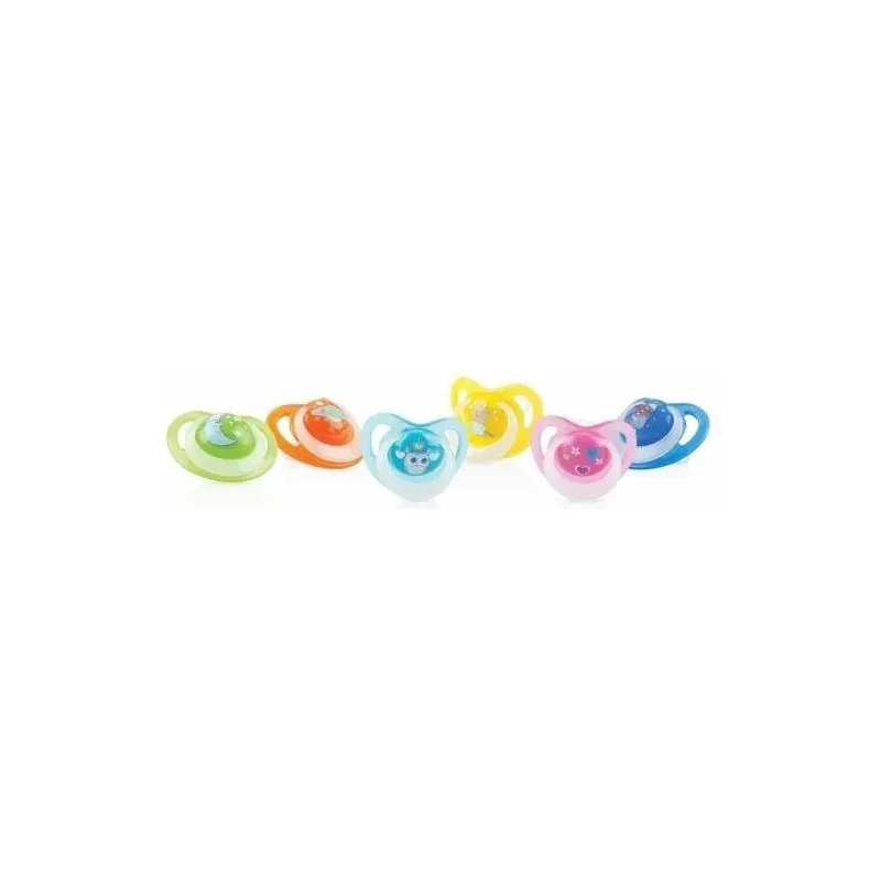 NUBY Sucette en silicone Lumière orthodontique avec picots de massage et couvercle de protection 0-6 mois ID5818SOSM