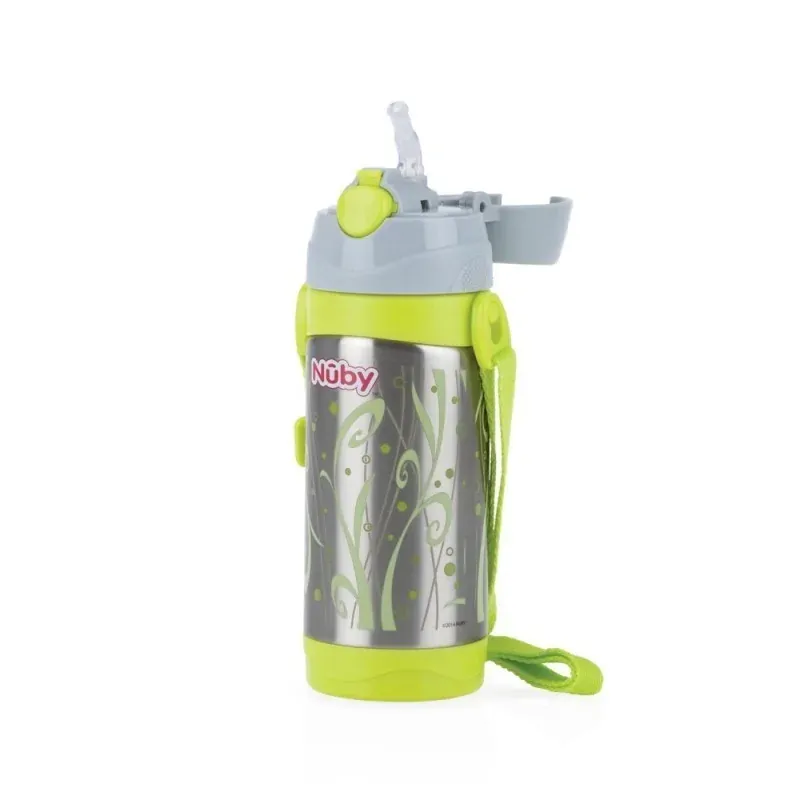 NÛBY THERMOS IMPRIMÉ GEO PAILLE EN SILOCONE 360ML ID10264