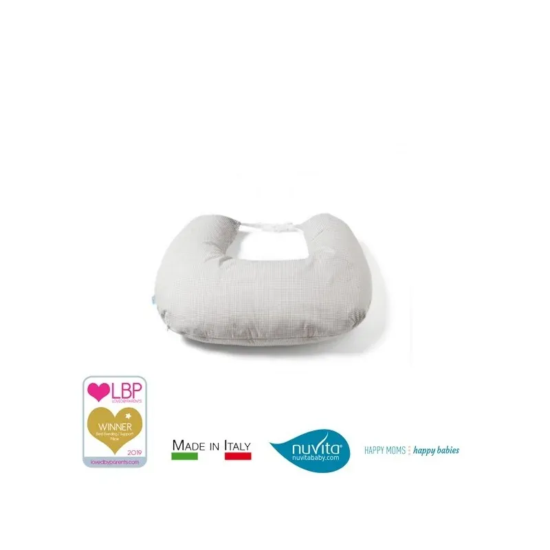 NUVITA COUSSIN D'ALLAITEMENT HYPOALLERGÉNIQUE, RESPIRANT, IMPERMÉABLES À L’EAU - FEEDFRIEND GRIGIO BIANCO