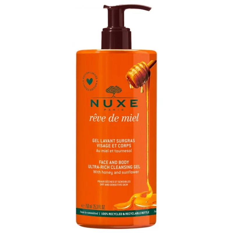 NUXE Rêve de Miel Gel Lavant Surgras Visage et Corps750 ml                            