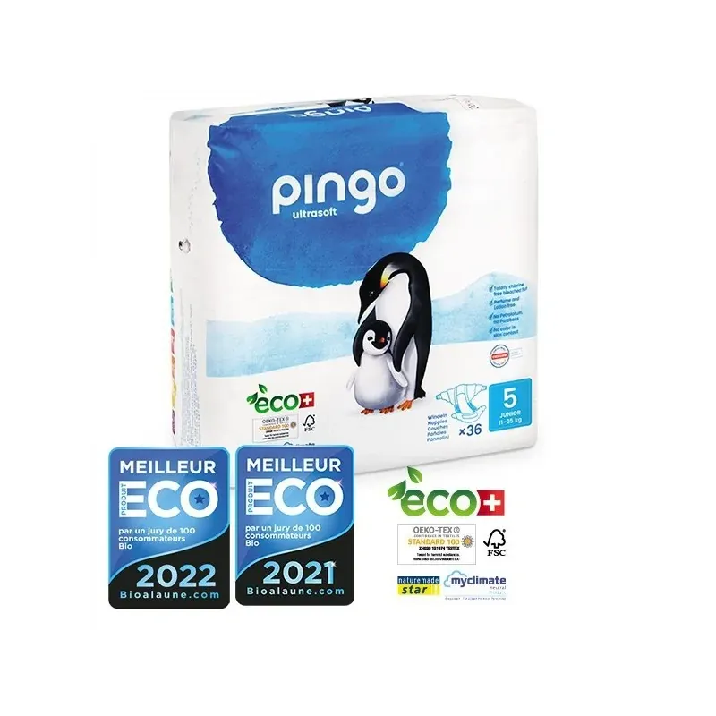 PINGO COUCHES ÉCOLOGIQUES JETABLES JUNIOR TAILLE 5 (11-25KG) 36 COUCHES