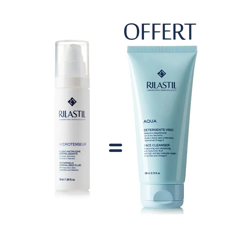 RILASTIL HYDROTENSEUR FLUIDE 50ML Achete + AQUA GEL NETTOYANT 200ML Offert