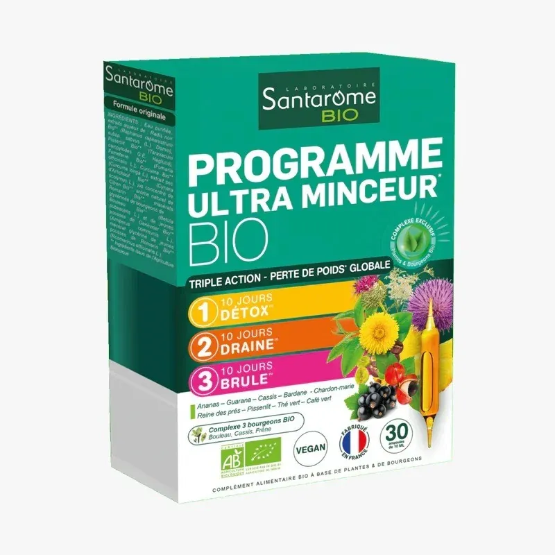 SANTAROME PROGRAMME ULTRA MINCEUR BIO 30 AMPOULES