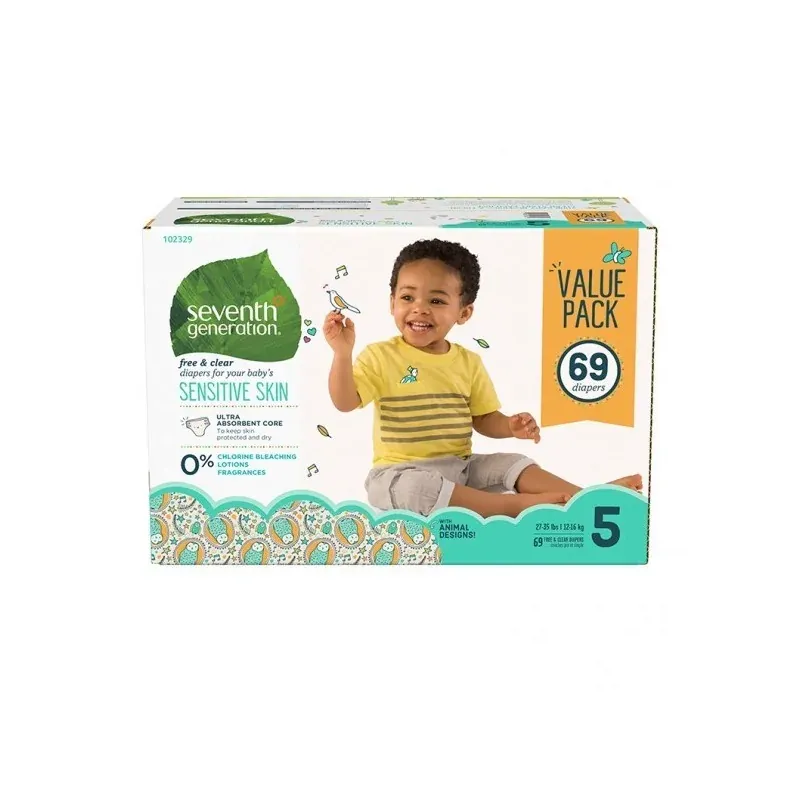 SEVENTH GENERATION Couches bébé Pure et simple, 3 pack, Stage 5, 69 Unites.