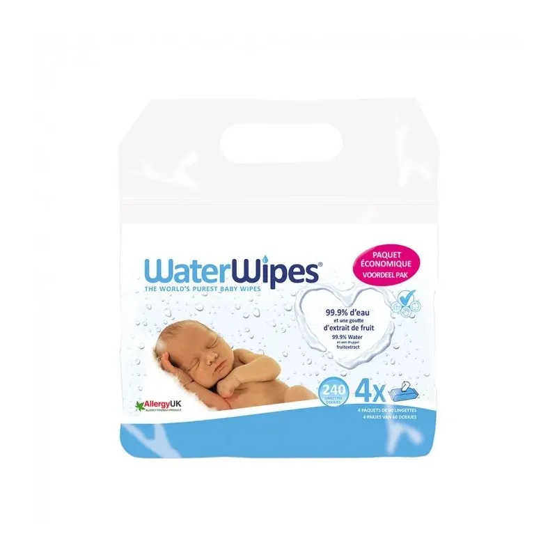 WATERWIPES Lingettes bébé 4X60 Pièces